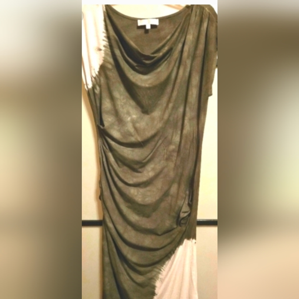Draped Bodycon Dress in Olive and White Vanessa Williams